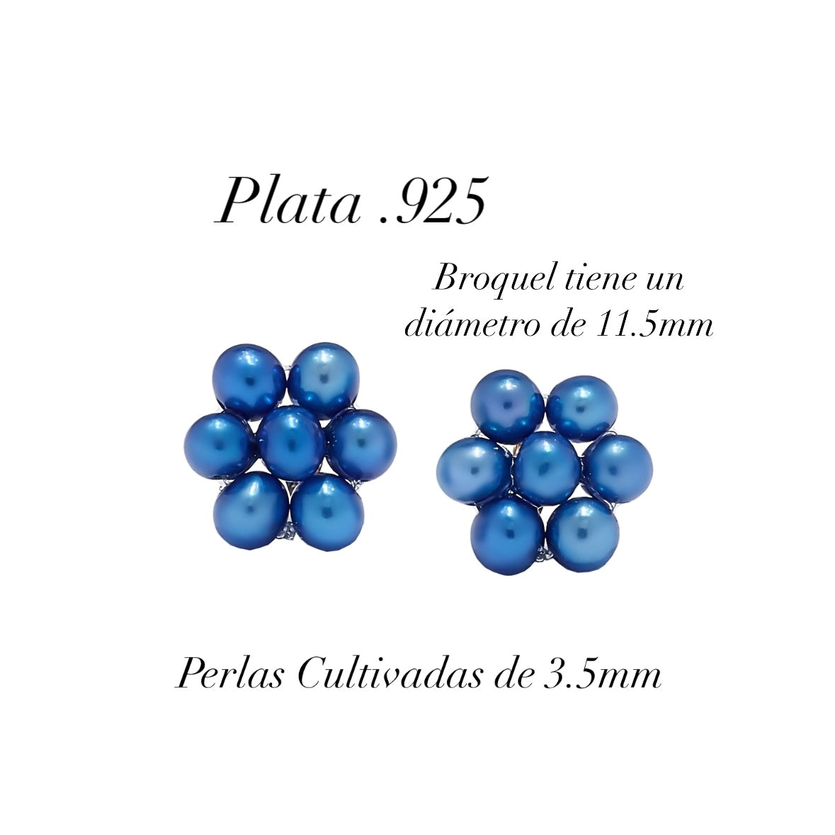 Aretes de perlas cultivadas Turquesa tejidas de 3.5mm en forma de Flor, Diámetro total 11.5mm