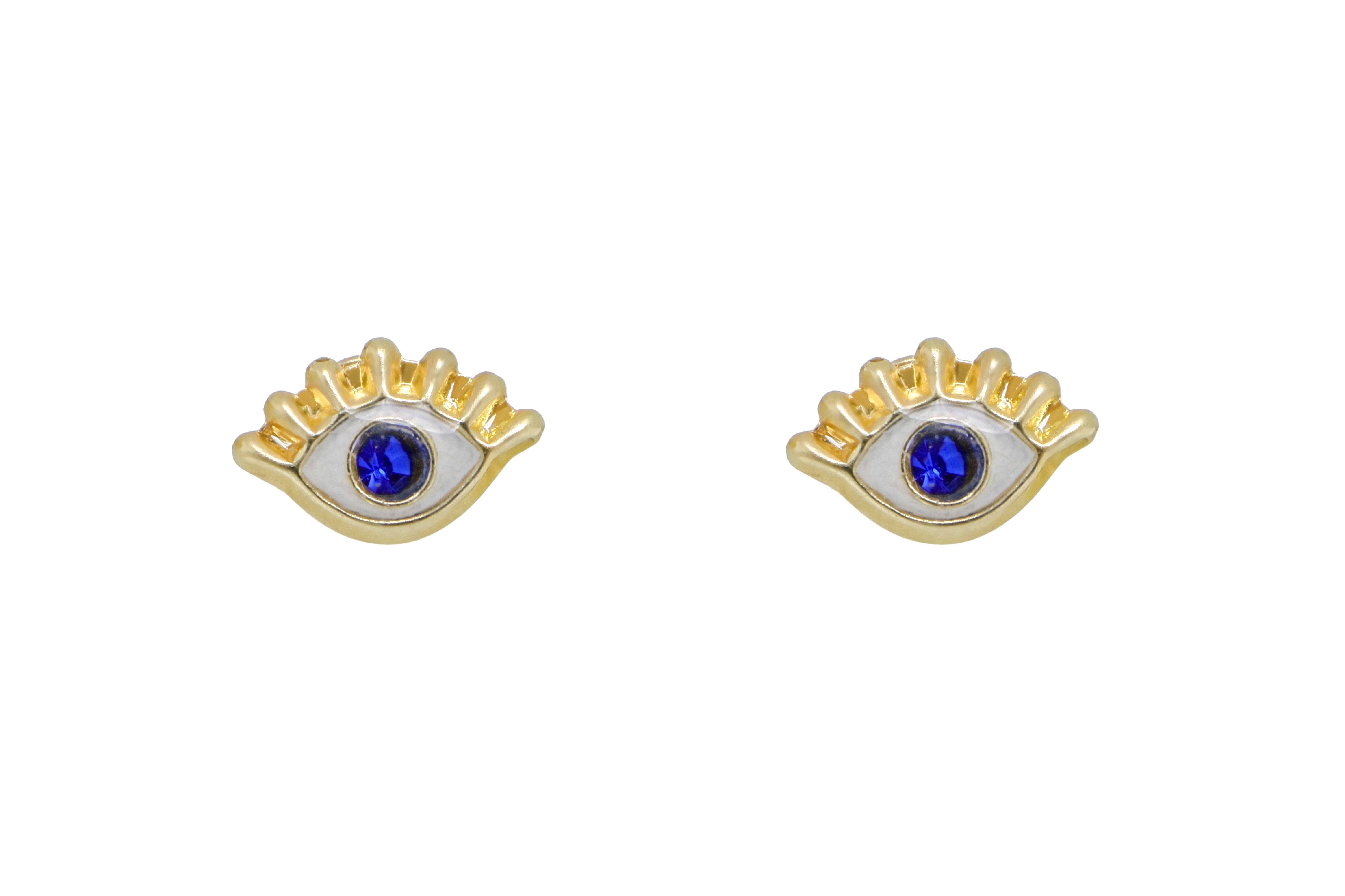 Aretes Broquel de Oro Genuino 10K – Ojo Turco de 7x4.5mm – Tuerca Bolita 2.5mm – Elegantes y Discretos
