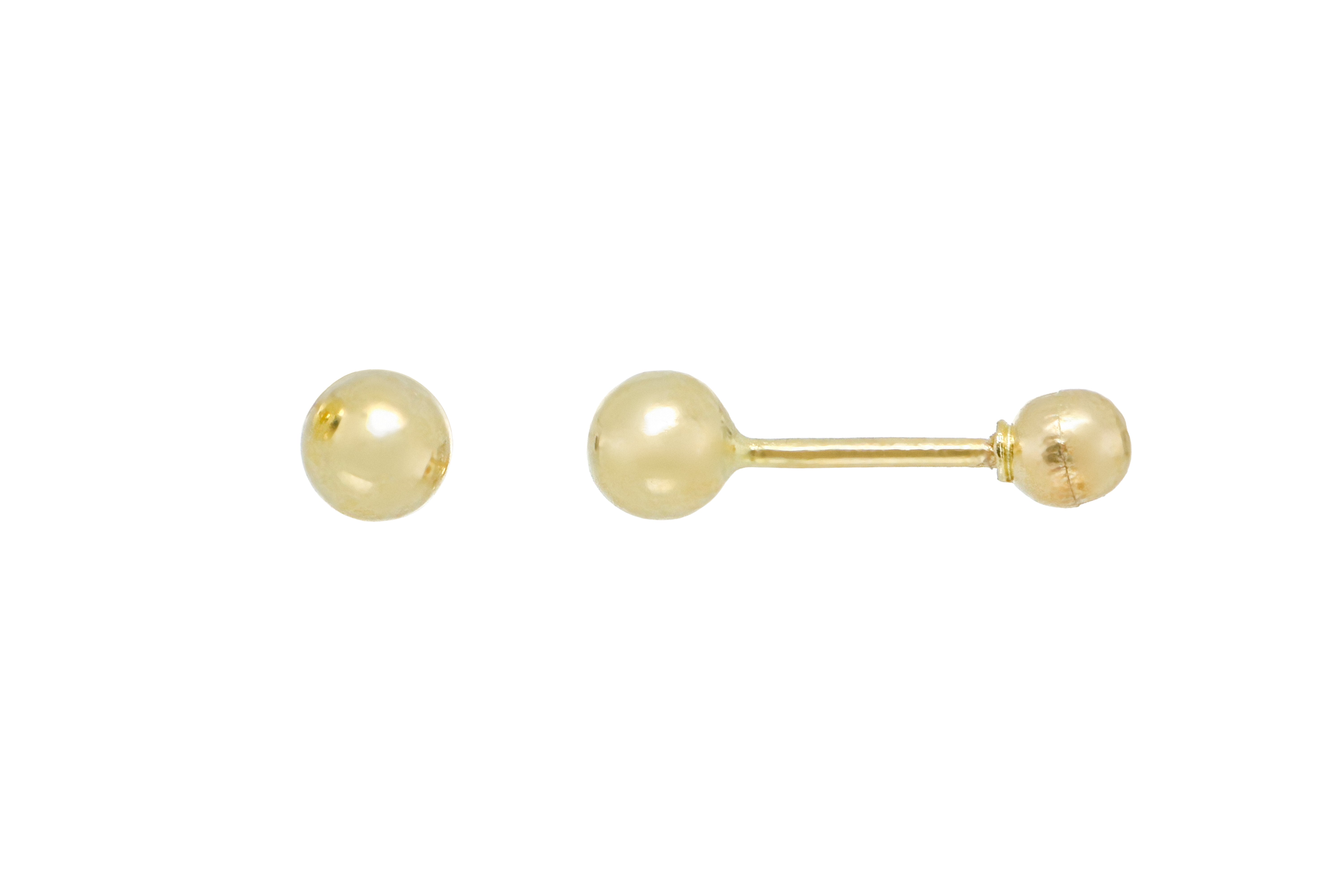 Aretes Broquel de Oro 10K 3mm – Bolita Hipoalergénicos – Diseño Minimalista y Sofisticado