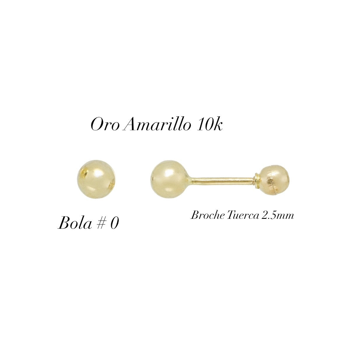 Aretes Broquel de Oro 10K 3mm – Bolita Hipoalergénicos – Diseño Minimalista y Sofisticado