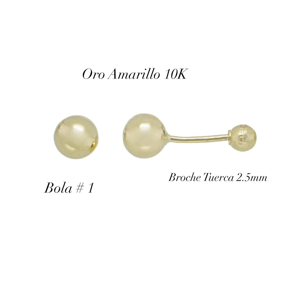 Aretes Broquel de Oro 10K 4mm – Bolita Hipoalergénicos – Diseño Minimalista y Sofisticado