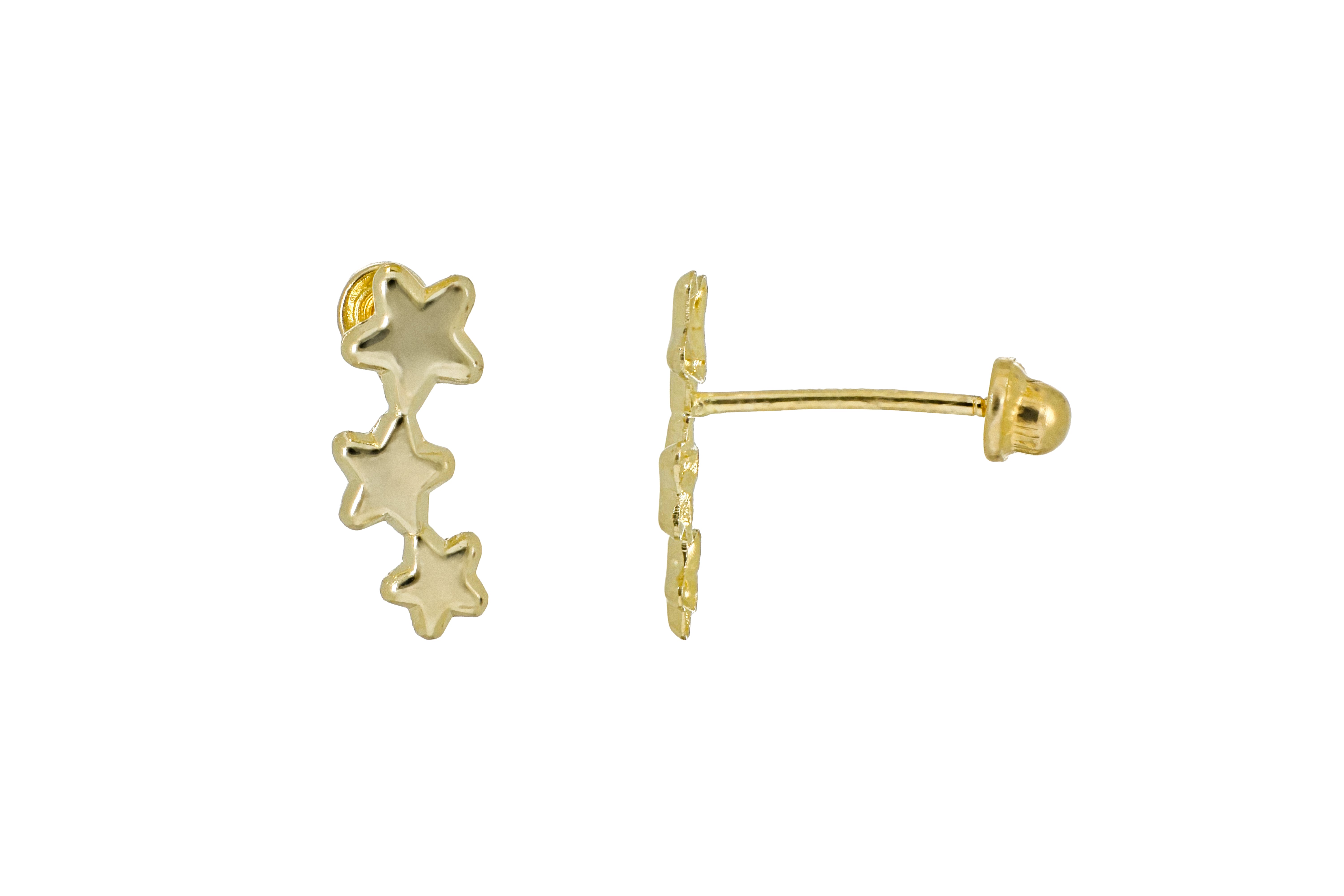 Aretes Broquel de Oro 10K – Estrella Fugaz de 9.5mm – Elegancia Romántica