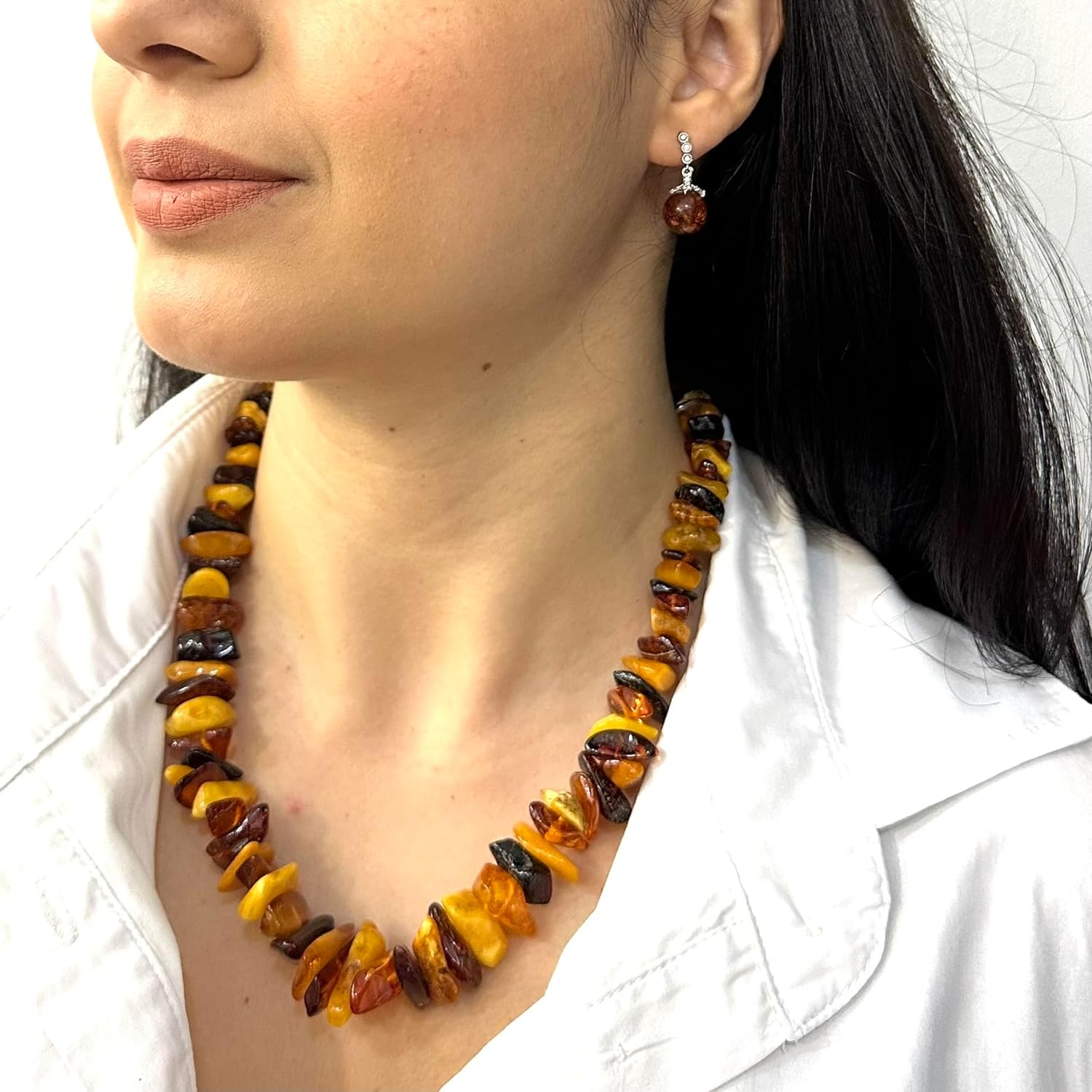Collar de Chips de Ambar Baltico con broche de Oro 14K