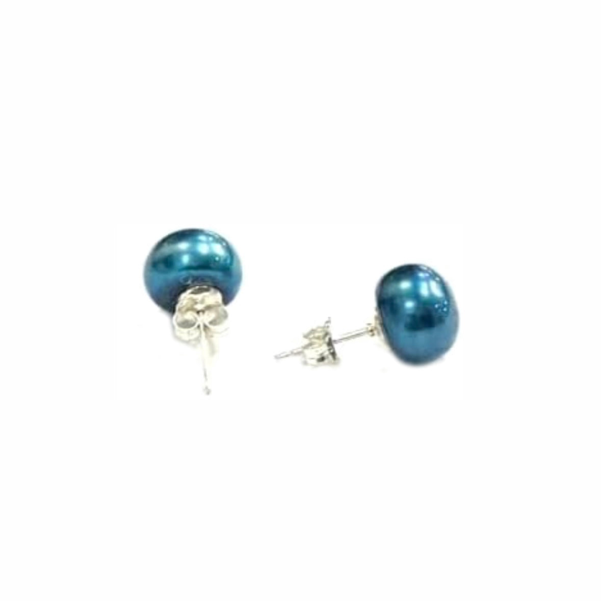 Broquel de Perla Cultivada AAA 9-10mm Boton Turquesa en Plata .925
