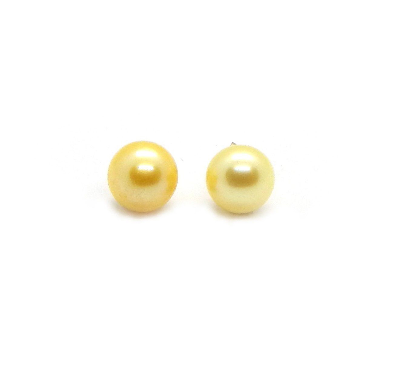 Broquel de Perla Cultivada AAA Boton Amarilla en Oro amarillo de 14K