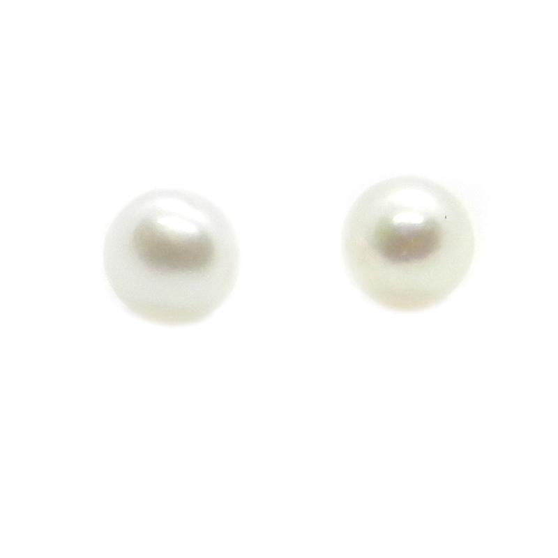 Broquel de Perla Cultivada 8-8.5mm AAA Boton blanca en Plata .925