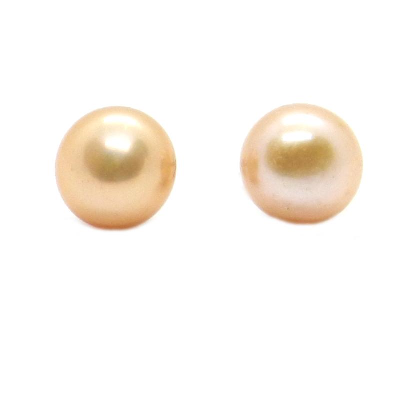 Juego de Aretes y Dije de Perla Cultivada AAA Beige de 9-10mm con cadena de Plata .925 Ley
