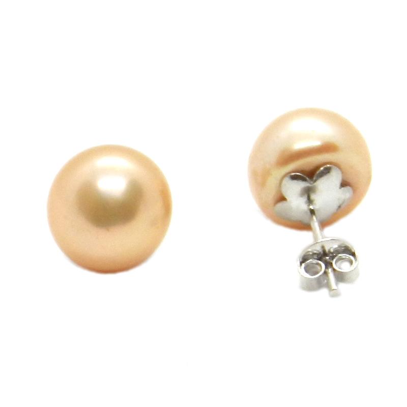 Broquel de Perla Cultivada AAA 9-10mm Boton Beige en Plata .925