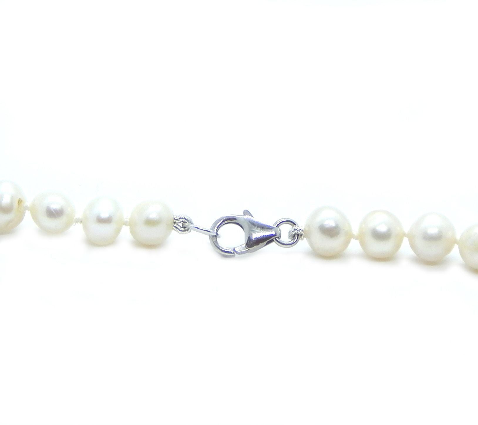 Juego de Collar y Pulsera de Perlas Cultivadas con Broqueles de Perlas y Cristales en Plata .925